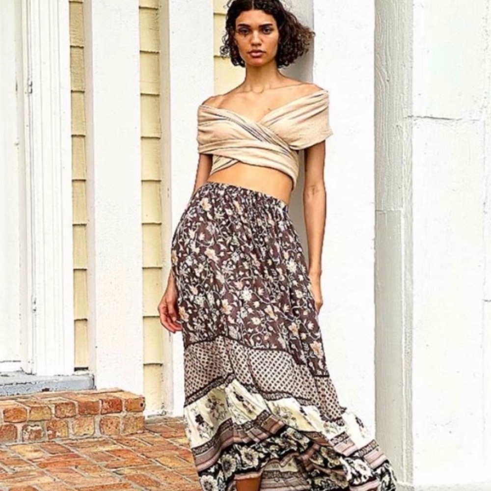 LANCE CADE BEAUTIFUL BOHO FLORAL TIERED MAXI SKIRT SZ MEDIUM NWT - Picture 3 of 8